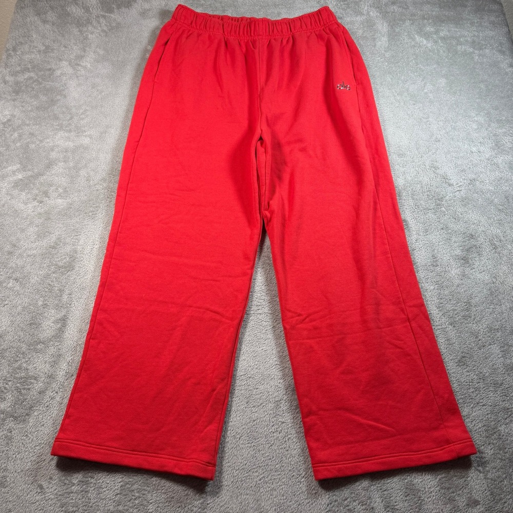 Alo Yoga Accolade Straight Leg Sweatpants Women Large Red Elastic Waist Fleece